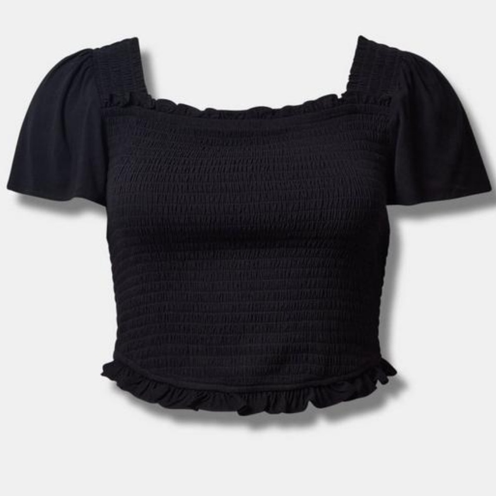 Smocked flutter short sleeve crop top brand new size 5